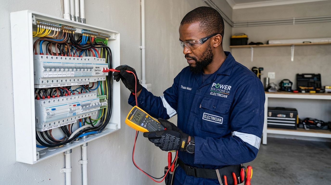Licensed electrician testing DB board and surge protection